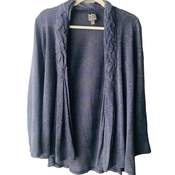 Anthropologie Sweaters - Anthropologie Braided Lapel Open Front Knit Cardigan Sweater Size XS Blue Casual